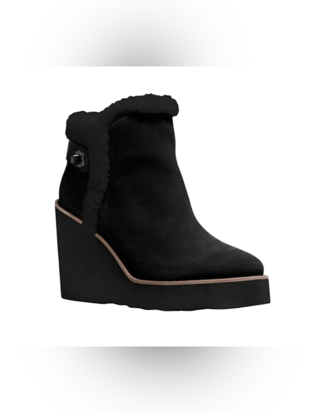 COACH Kingston Wedge Ankle Boots With Shearling Trim